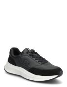 Lauren Ralph Lauren Franky Tumbled Leather & Suede Sneaker Svart