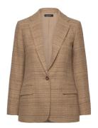 Lauren Ralph Lauren Herringb Linen-Blend Tweed Blazer Brun