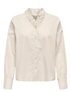 ONLY Onlhassie L/S Frill Shirt Ox Wvn Kräm