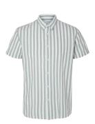 Selected Slhregnew-Linen Shirt Ss Classic W Grå