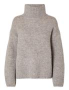 Selected Slfgabella Ls Knit High-Neck Noos Grå