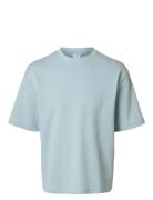 Selected Slhlooseoscar Ss O-Neck Tee Noos Blå