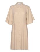Selected Slfgulia 2/4 Short Shirt Dress Beige
