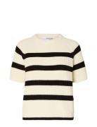 Selected Slfbloomie Ss Knit O-Neck Noos Vit