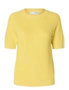 Selected Slfelinna New Ss Knit Top Noos Gul