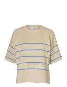 Selected Slfliva 2/4 Knit O-Neck Noos Beige