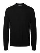 Selected Slhtray Ls Knit Merino Mock Neck Noos Svart