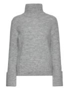 Selected Slfsia Ras Ls Knit High Neck Grå