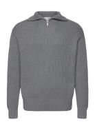 Selected Slhdry Ls Knit Relaxed Half Zip Grå