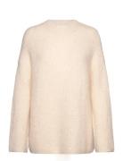 Selected Slfgabella Ls Knit O-Neck Camp Kräm