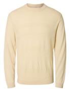 Selected Slhtray Ls Knit Merino Crochet Crewneck Kräm