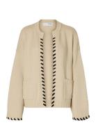 Selected Slfjilli Ls Knit Detail Cardigan Beige