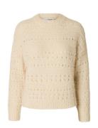 Selected Slfalfi Ls Knit O-Neck Kräm