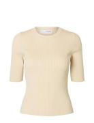 Selected Slfmali 2/4 Knit O-Neck Kräm