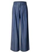 Selected Slfjanna Hw Pleated Chambray Pant B Blå