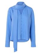 Selected Slflucia Ls Tie Shirt B Blå