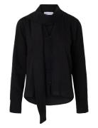 Selected Slflucia Ls Tie Shirt B Svart