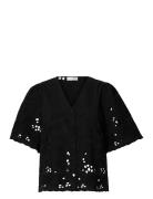 Selected Slfdahlia Ss Broderi Shirt Noos Svart