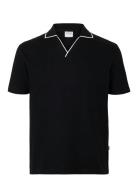 Selected Slhsangev Split Neck Ss Polo Svart