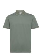 Selected Slhfave Zip Ss Polo Noos Khaki Green