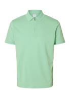 Selected Slhfave Zip Ss Polo Noos Grön