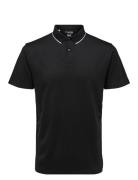Selected Slh Leroy Coolmax Ss Polo B Svart