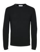 Selected Slhrocks Ls Knit Crew Neck W Svart