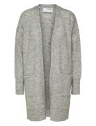 Selected Slflulu New Ls Knit Long Cardigan B Noos Grå