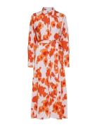 Selected Slfnicolette Ls Ankle Shirt Dress B Orange