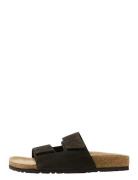Selected Slhbastian Suede Strap Slider B Svart