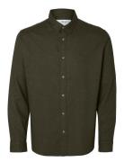 Selected Slhslimowen-Brushed Shirt Ls Noos Khaki Green