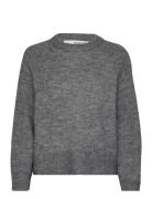 Selected Slfrena Ls Knit O-Neck Camp Grå