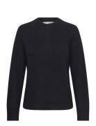 Selected Slfrena Ls Knit O-Neck Camp Svart