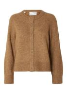 Selected Slfrena Ls Knit Cardigan Camp Brun