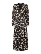 Selected Slfjustine Ls Aop Ankle Wrap Dress B Svart