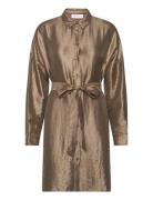 Selected Slfsilva-Tonia Ls Shirt Dress B Guld