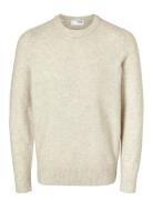 Selected Slhrai Ls Knit Crew Neck Noos Kräm