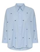 ONLY Onlzeidi Grace Ls Bow Emb Shirt Wvn Blå