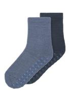 Name It Nmmwak Wo/Bl 2P Sock W/Non Skid Blå