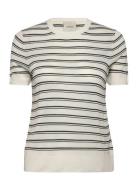 Calvin Klein Viscose Short Sleeve Sweater Str Kräm