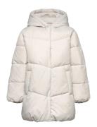 Mango Hood Quilted Coat Kräm