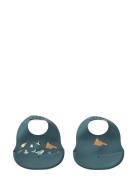 Liewood Ember Printed Bib 2-Pack Marinblå
