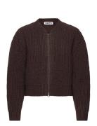Hope Bomber Cardigan Red Earth Melange Wool-40 Brun