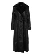 Bardot Vegan Leather Shearling Coat Svart