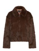 Bardot Sylvie Zip Faux Fur Jacket Brun