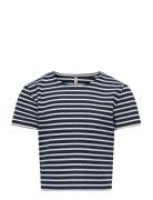 Kids Only Kognella Striped S/S O-Neck Top Jrs Noos Marinblå