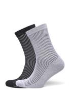 Organic Basics Core Rib Contrast Socks 2-Pack Grå