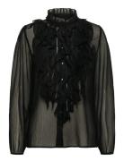 Saint Tropez Liljasz Crinkle Ls Shirt Svart