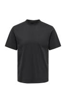 ONLY & SONS Onsotis Reg Mock Neck Tee Vd Svart