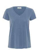 Soaked In Luxury Slcolumbine V-Neck Ss Blå